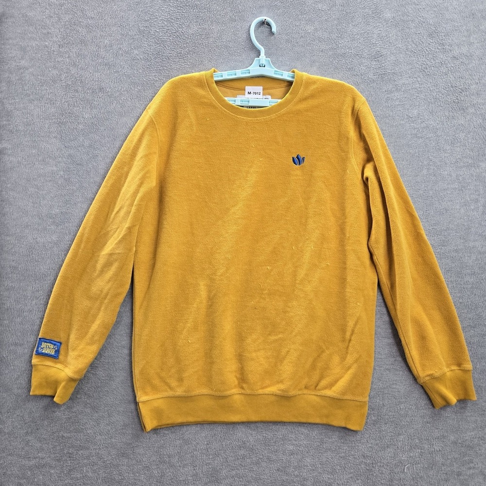 Dutch Bros Men‎ Sweatshirt L Yellow Logo Embroidered Long Sleeve Cotton